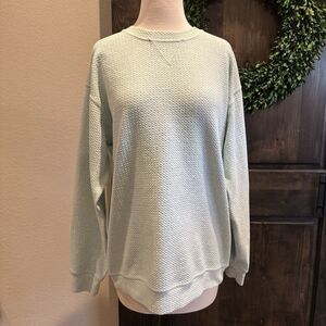 Lululemon Athletica Heather Mint Green White All Yours Crewneck Sweater Size 10